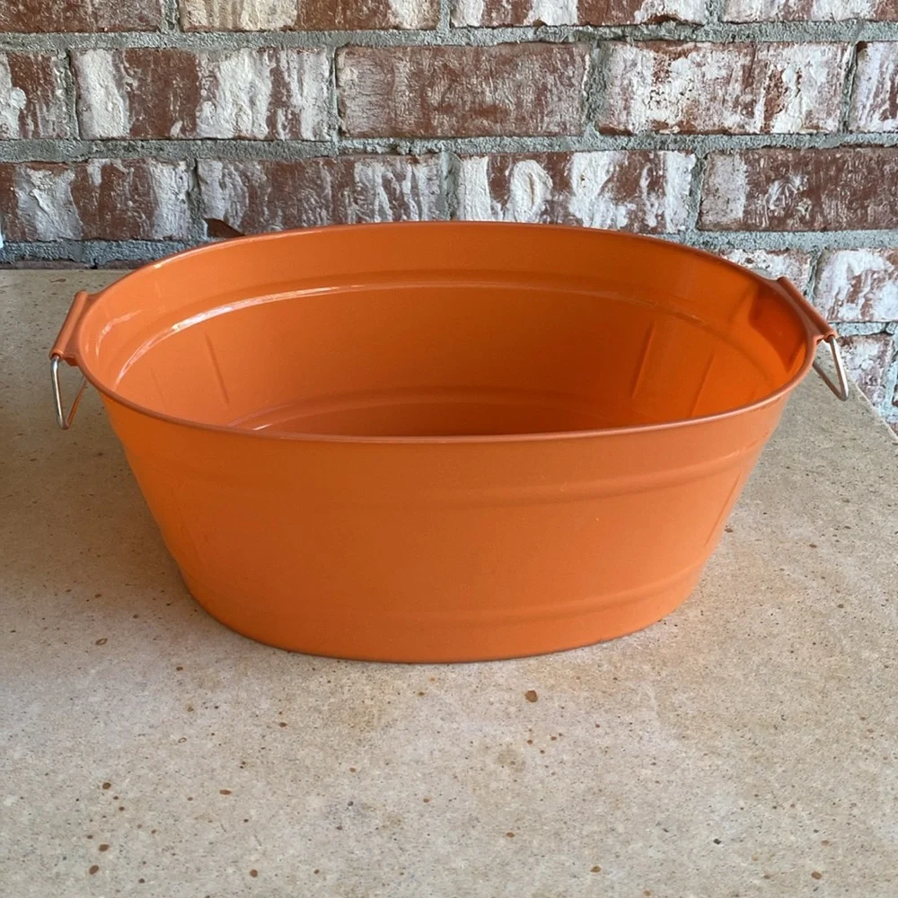 3 Pack Harvest Colored Oval Plastic Party Tubs With Handles